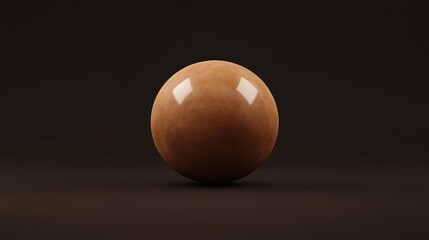 Poster - Realistic polished brown marble sphere on dark background with Copy Space for text or design elements
