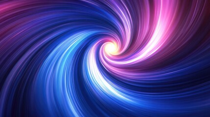 Poster - Abstract swirling gradient of blue and pink light with bright center on dark background Copy Space