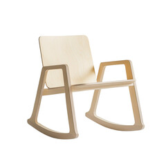 Aufkleber - A minimalist light wood rocking chair with clean lines and a simple design is shown against a white background.