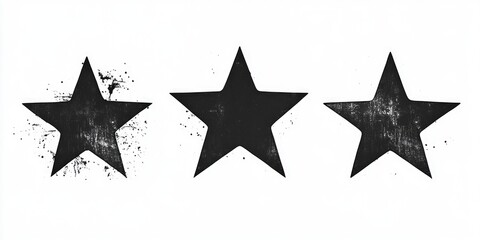 Wall Mural - three black stars on white