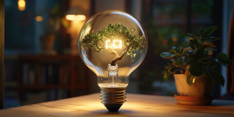 Poster - Light Bulb with Tree Inside