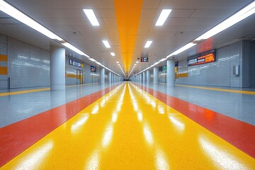 Poster - Brightly Lit Subway Station Corridor Architecture