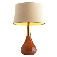 Poster - A modern and elegant table lamp features a wooden base and a beige fabric lampshade providing soft illumination.