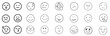 © Obaid Ullah - A set of 24 monochrome circular emoji icons displaying various facial expressions and emotions. Simple line-style illustrations include happy, sad, angry, surprised, love.