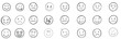© Obaid Ullah - A set of 24 monochrome circular emoji icons displaying various facial expressions and emotions. Simple line-style illustrations include happy, sad, angry, surprised, love.