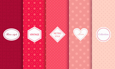 Poster - Set of Cute seamless patterns with hearts. Ready template for design cards, print, poster, Valentine's day, romantic wedding design. Vector
