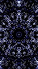 Aufkleber - Hypnotic abstract kaleidoscope in circular symmetry against a black background. Vertical video animation 