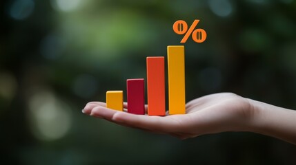 Poster - Confidently holding a vibrant bar graph showing profit growth. Symbolizing successful investments and financial progress. Illustrates achievement in business through effective planning and management