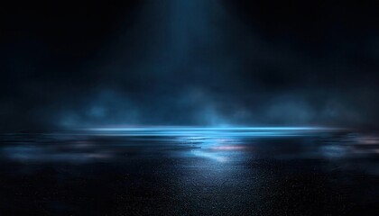 Poster - ethereal blue spotlight reflections over a serene water surface in the dark, perfect for mystical, cinematic, or atmospheric designs