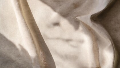 Poster - soft beige textured fabric with gentle folds and subtle light patterns, perfect for design background or textile mockup