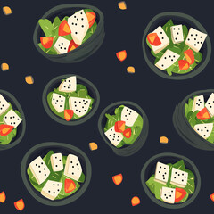 Wall Mural - Tofu Salad digital graphic, Tofu Salad tiled design