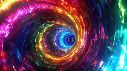 Poster - Dive into a vivid and colorful neon vortex, perfect for creating a dynamic visual experience. This abstract wallpaper adds a unique touch to any digital display.