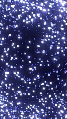 Aufkleber - glowing white pixel-like particles scattered across a dark blue back. Vertical video animation 