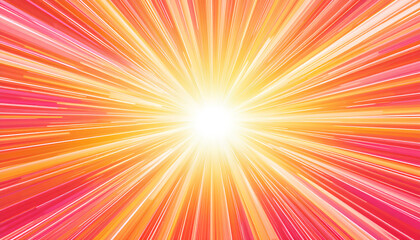 Poster - Abstract background with radiating lines of vibrant red, orange, and yellow hues converge at a brilliant white center, resembling a bursting star. The image evokes a sense of energy
