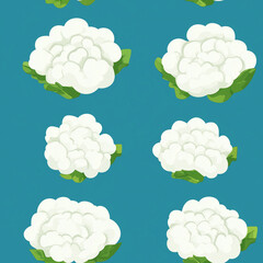 Wall Mural - Steamed Cauliflower flat illustration icons, Steamed Cauliflower continuous icon pattern