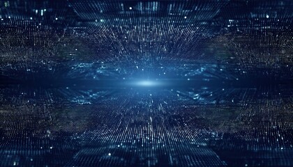 Poster - futuristic digital network horizon with abstract glowing grid and data flow for technology, science, and innovation concepts