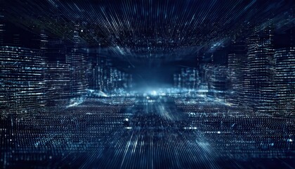 Leinwandbilder - futuristic digital network horizon with abstract glowing grid and data flow for technology, science, and innovation concepts
