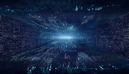 Leinwandbilder - futuristic digital network horizon with abstract glowing grid and data flow for technology, science, and innovation concepts