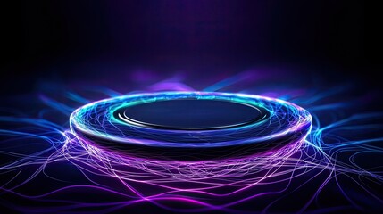 Poster - Illuminating energy pulses abstract digital space graphic design high-tech environment close-up viewpoint