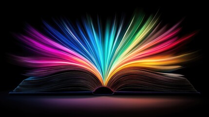 Poster - Creative book imagery abstract art digital design vibrant colors dark background imagination concept