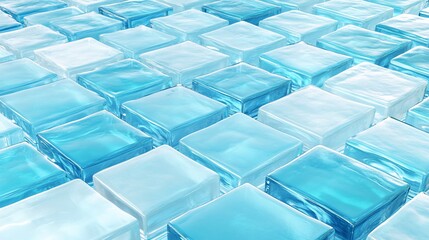 Poster - Abstract background of translucent blue ice cubes.