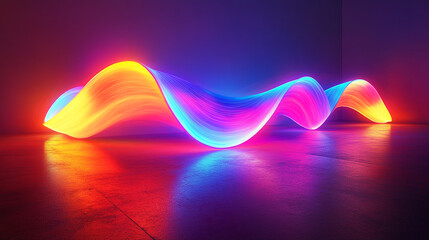 Poster - Vibrant waves of colorful light create an immersive visual experience indoors