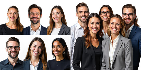 Aufkleber - Smiling Professionals From Different Backgrounds Are Isolated Against A White Background In This Portrait Image. 00001