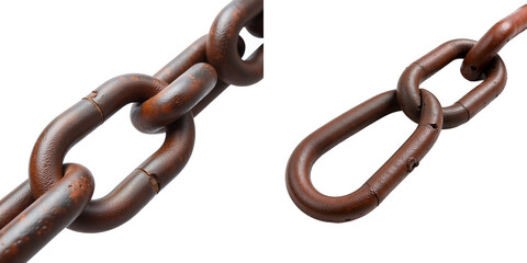 Aufkleber - A Rusty Steel Chain Is Isolated On A Plain White Background In This Clear Cutout Design Image. 00001