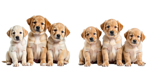 Aufkleber - A Group Of Adorable Puppies Are Isolated Against A Pure White Background To Showcase Their Cuteness And Innocence. 00001