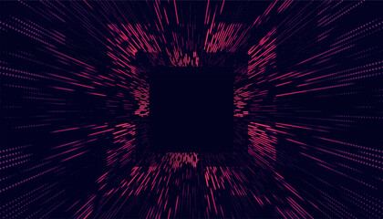 Poster - Colorful Tunnel Background. Abstract techno digital background. Big data visualization. Data flow information. Concept of digital communication. Wormhole. 3d vector illustration.