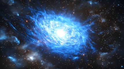 Wall Mural - blue cosmos background with nebula clouds and stars. galaxy astronomy image showing a dramatic view 