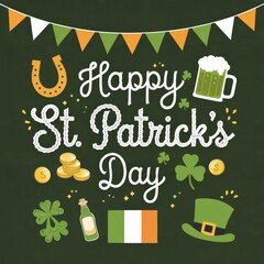 Wall Mural - St. Patrick's Day Banner with Irish Symbols