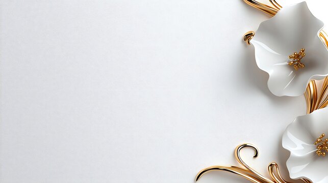 Elegant White Flowers with Gold Accents on Textured Background