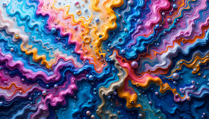 Poster - A vivid abstract artwork showcases swirling patterns and dynamic colors blending together to create a captivating visual effect. Textured elements enhance the composition