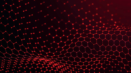 Poster - Futuristic hexagon background. Futuristic honeycomb concept. Particle wave. Geometric background. Abstract 3d vector illustration.