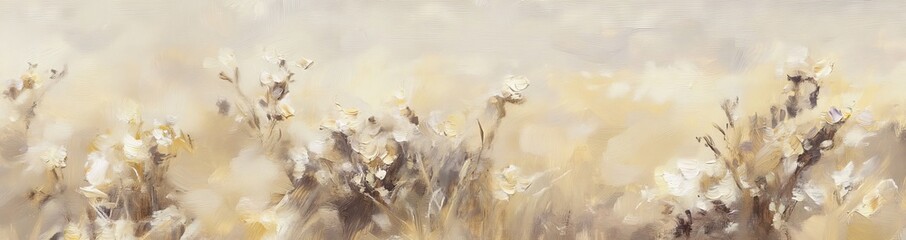 Wall Mural - An image of a watercolor painting showcasing several flower fields, minimalistic landscapes, and digital art