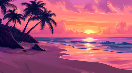 Poster - exotic pink shoreline