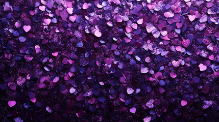 Poster - Colorful purple heart confetti scattered across a surface for a festive celebration