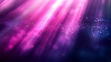 Poster - Light beams create a magical ambiance with sparkling particles in vibrant purple hues