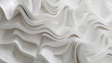 Wall Mural - Abstract 3D white book stairs creating depth on seamless white background
