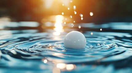 Poster - A captivating scene of a droplet impacting still water, generating ripples and reflections that evoke a sense of calmness and beauty found in nature's simplicity.
