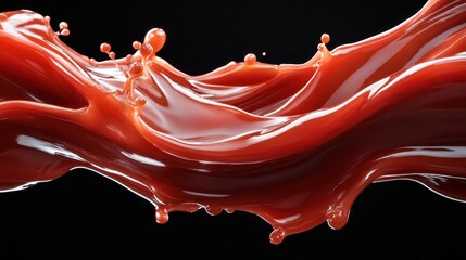 Poster - An intricate formation of rich red fluid creates an eye-catching display of motion and elegance on a deep black background, emphasizing creativity and artistic expression.