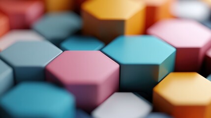 Aufkleber - A close-up view of an assortment of colorful hexagonal shapes interlocking, creating a mesmerizing pattern that highlights texture and depth.