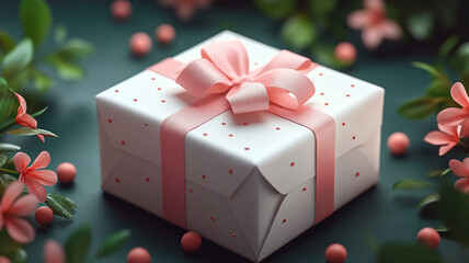 Sticker - A white gift box. Valentine's Day. Mothers Day.