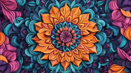 Wall Mural - abstract floral mandala