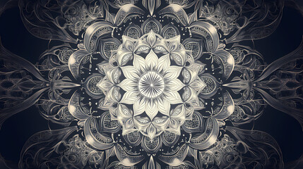 Wall Mural - Abstract mandala pattern with intricate details and a circular design. Intricate Mandala Pattern. Illustration