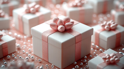 Sticker - A white gift box. Valentine's Day. Mothers Day.