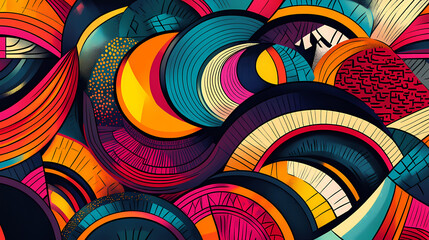 Wall Mural - Ai-generated item, rare, odd, high, a graphic of a geometric abstract pattern with intricate shapes and vibrant colors, close up, isol. Intricate Mandala Pattern. Illustration