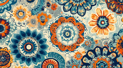 Wall Mural - An abstract background featuring intricate mandala patterns in vibrant colors. Intricate Mandala Pattern. Illustration