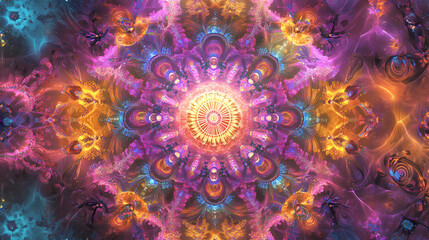 Wall Mural - An intricate mandala pattern in vibrant colors. Intricate Mandala Pattern. Illustration